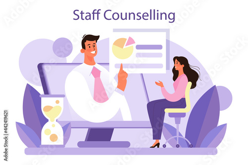 Staff counselling concept. Personnel manager providing employee