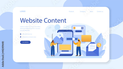 Content filling web banner or landing page. Making responsive
