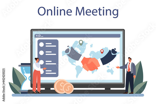 Diplomat profession online service or platform. Idea of international
