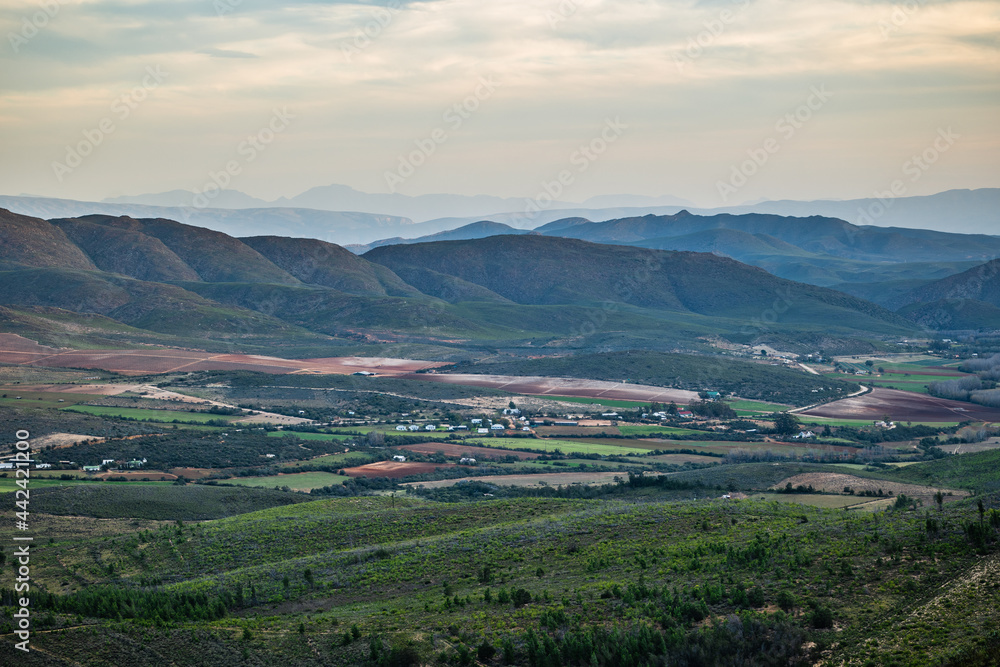 Beautiful wine valley and farm houses in Oudtshoorn Western Cape South Africa