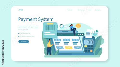 Payment system web banner or landing page. Website payment system