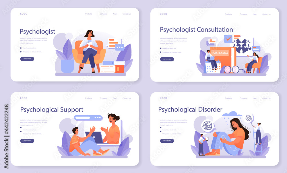 Psychologist web banner or landing page set. Mental health diagnostic Psychologist web banner or landing page set. Mental health diagnostic