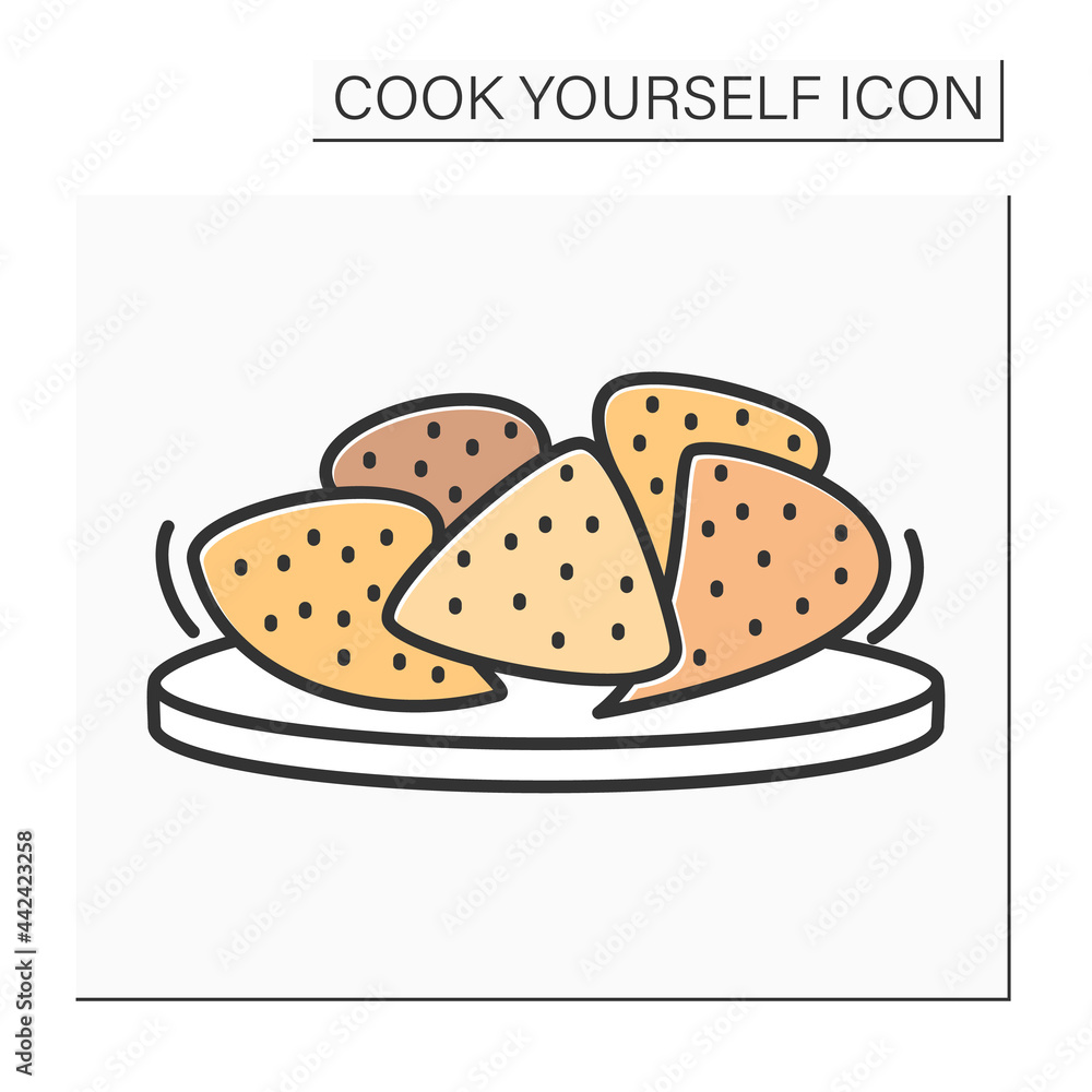 Crackers color icon.Vegan gluten-free crackers Homemade healthy snacks. Isolated vector illustration Crackers color icon.Vegan gluten-free crackers Homemade healthy snacks. Isolated vector illustration
