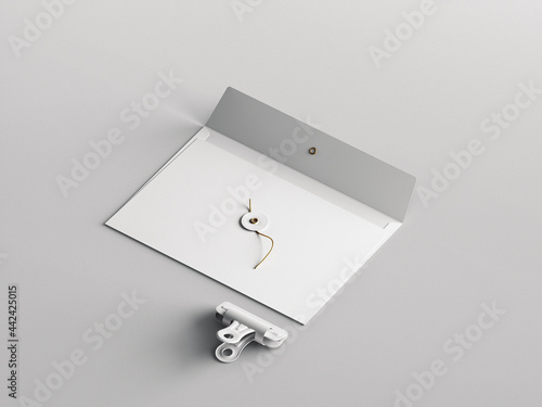 C5 envelope and paper clip blank mockup template with a perspective view (ID: 442425015)