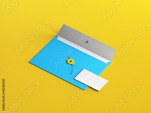 Colorful c5 envelope and business card blank mockup template with a perspective view (ID: 442425247)