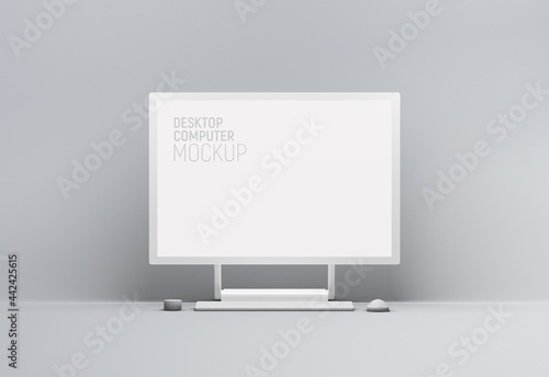 Desktop Computer Blank Mockup Template 3d rendering  (ID: 442425615)