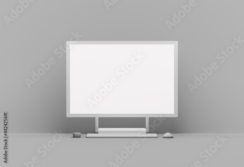 3D rendered desktop computer blank mockup template with front view (ID: 442425641)