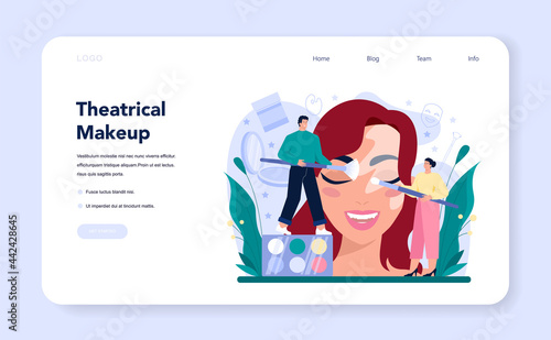 Theatrical make up artist web banner or landing page. Professional artist
