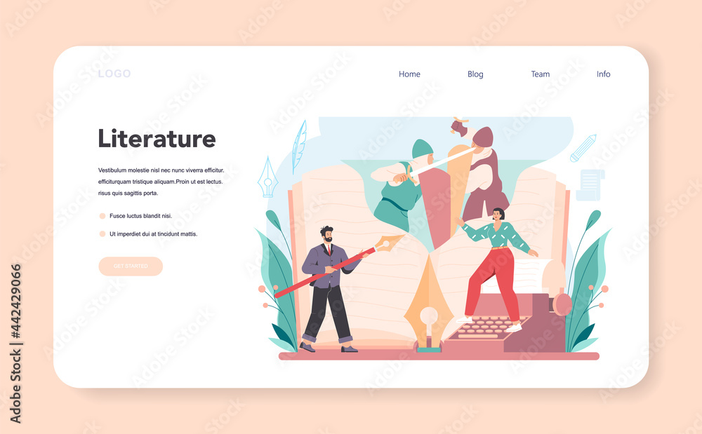 Professional writer web banner or landing page. Author writing script Professional writer web banner or landing page. Author writing script