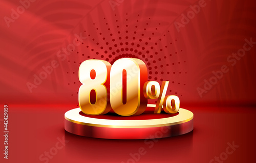 Up To 80 off sale banner, promotion flyer, retro label. Vector