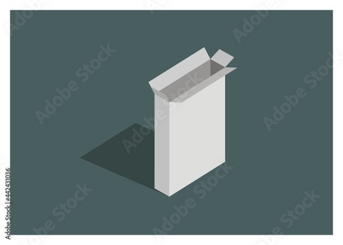 Opened standing thin paper box simple flat illustration