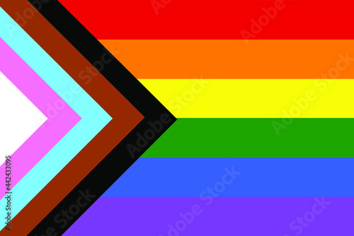 Gay vector flag progress pride LGBT flag vector sign. Gay culture symbol. Homosexual pride. Lesbian sign. Transsexual flag. Human rights freedom. Urban culture. Social Justice rainbow 2SLGBTQ+ sign.