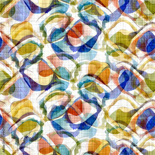 Ocean blue mottled geo. Seamless abstract textile effect. Distressed aqua water dye pattern. Coastal cottage beach home decor. Modern classic marine sailor fashion repeat cotton cloth 