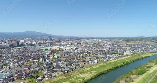 ［福島県］郡山市の街並みの空撮