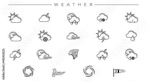 Weather concept line style vector icons set