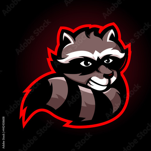 Raccoon mascot logo design vector with modern illustration concept style for badge, emblem and t-shirt printing. Suitable for sport mascot, team logo or gaming.