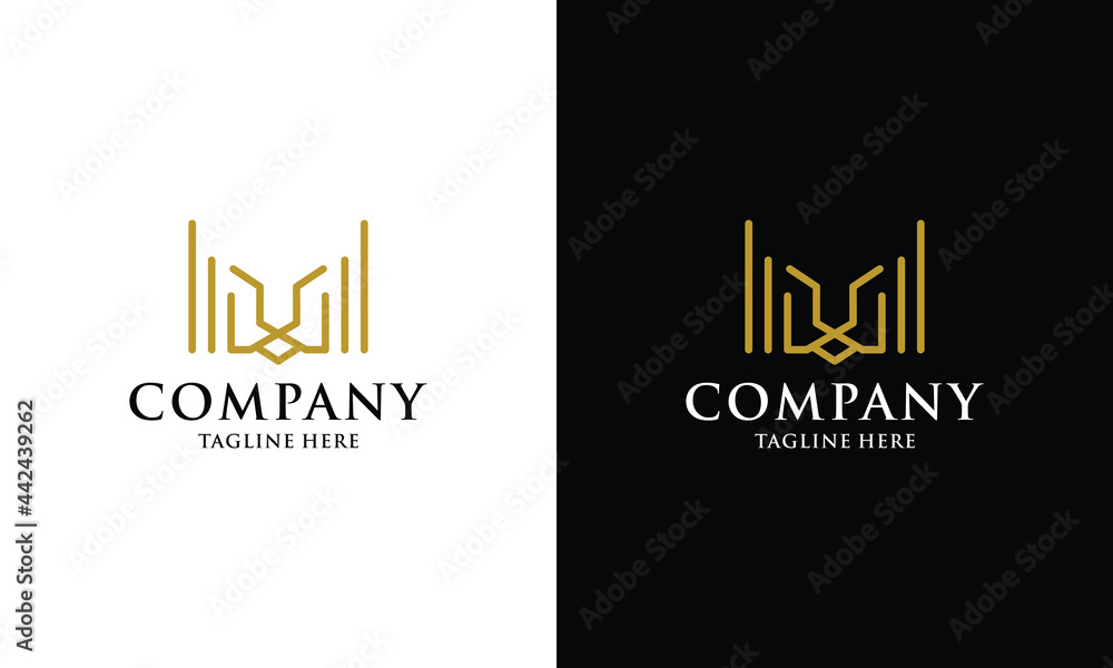 Veactor of Lion Head Logo Design with Line Art Style on a black and white background. Veactor of Lion Head Logo Design with Line Art Style on a black and white background.