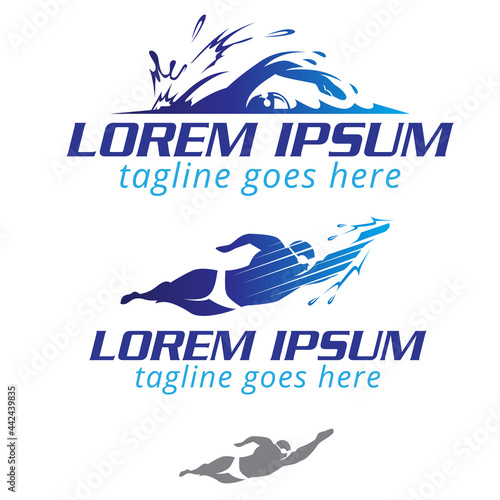 Swimming symbols vector illustration set for brand, identity, design element, tshirt print or any other purpose.
