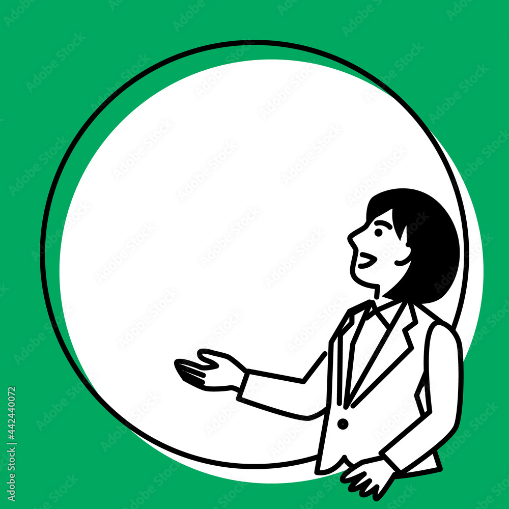Round frame with businesswoman. Vector illustration. Round frame with businesswoman. Vector illustration.