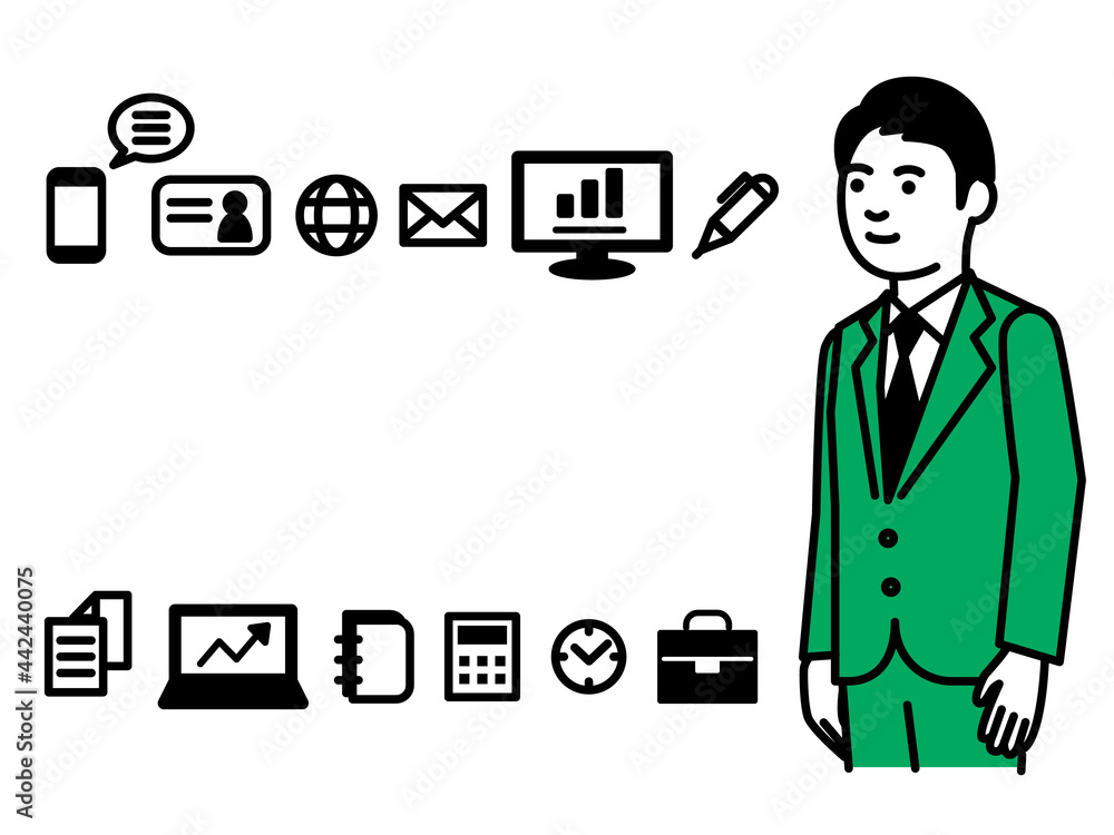 Business tools with businessman. Vector illustration. Business tools with businessman. Vector illustration.