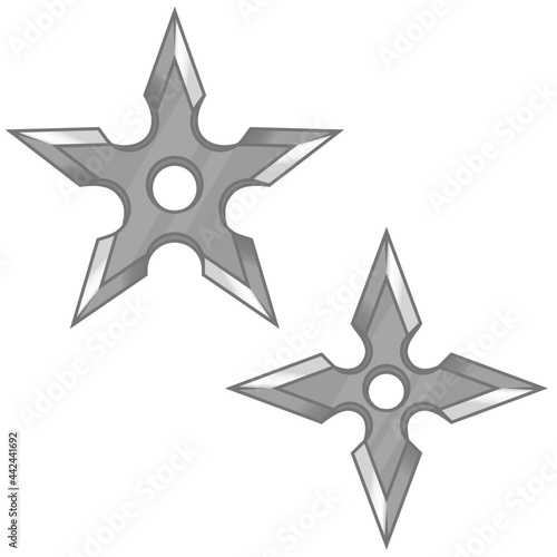 Vector design of two shuriken, ninja weapons, elements of Japanese culture and folklore
