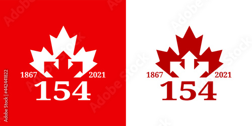 154 Canada. Happy Canada Day. 1st July 2021. National Day of Canada 1867. Logo Vector Illustration. Banner and Greeting Design. Eps 10.