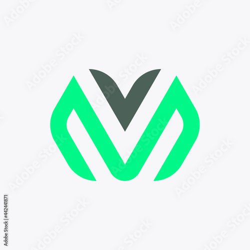 M Simple Organic Abstract Logo with a V-shaped leaf accent that symbolizes peace or victory. This logo is modern, fresh, sophisticated and clean