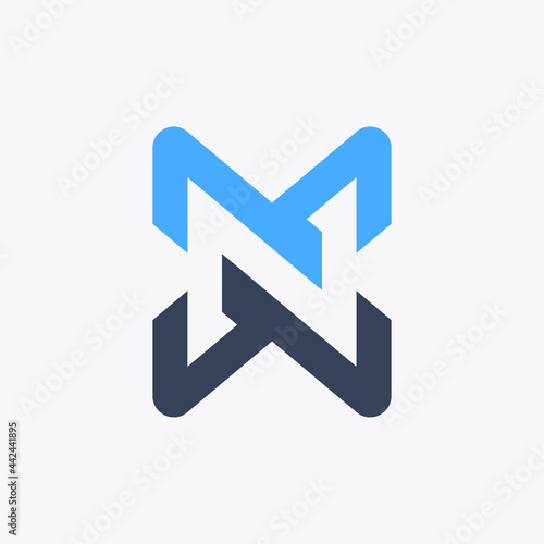 The M logo is arranged in such a way as to form an N in negative space which looks to attract attention. This logo is simple, modern and youthful. Suitable for social media projects and for apparel.