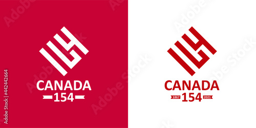 154 Canada. Happy Canada Day. 1st July 2021. National Day of Canada 1867. Logo Vector Illustration. Banner and Greeting Design. Eps 10.