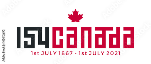 154 Canada. Happy Canada Day. 1st July 2021. National Day of Canada 1867. Logo Vector Illustration. Banner and Greeting Design. Eps 10.