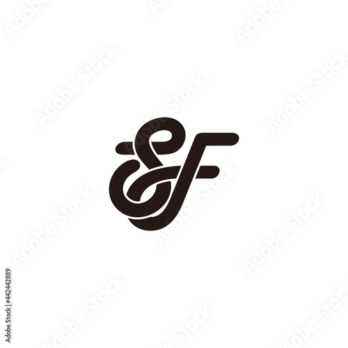 letter sf curves overlapping 3d flat logo vector