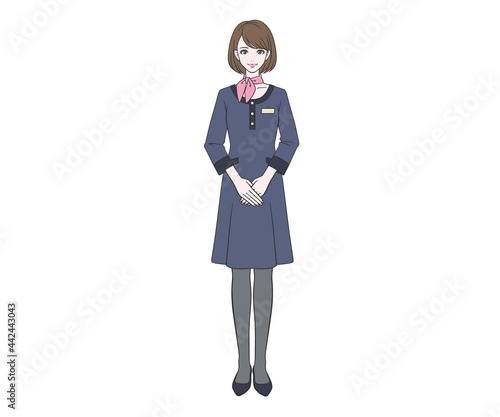 笑顔で立つ受付嬢