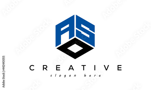 ASO letters creative logo with hexagon