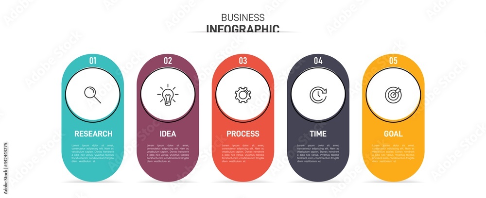 Infographic design with icons and 5 options or steps. Thin line vector. Infographics business concept. Can be used for info graphics, flow charts, presentations, web sites, banners, printed materials. Infographic design with icons and 5 options or steps. Thin line vector. Infographics business concept. Can be used for info graphics, flow charts, presentations, web sites, banners, printed materials.