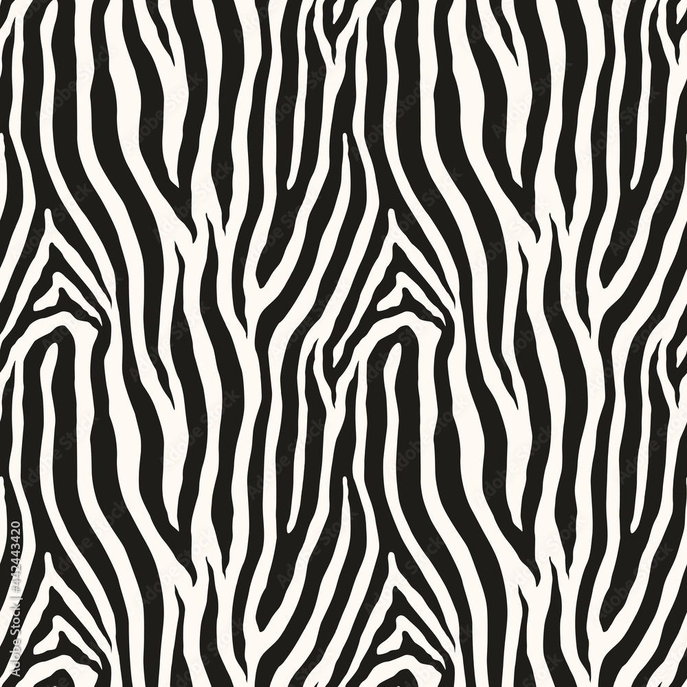 Zebra monochrome seamless pattern. Vector animal skin print. Fashion stylish organic texture.