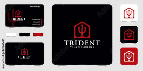 trident house logo and business card inspiration