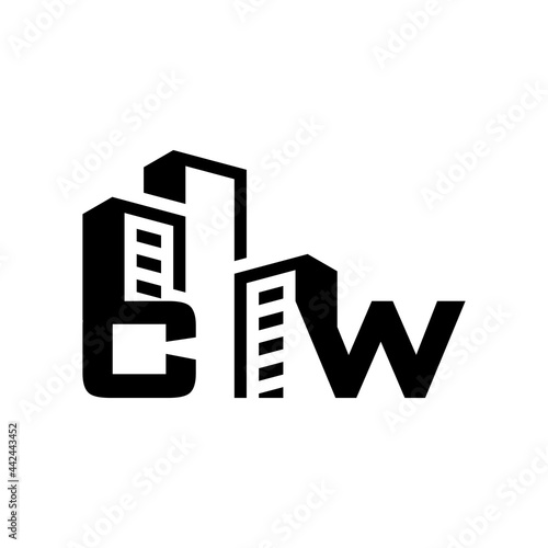 Building Construction Real Estate logo initials CW