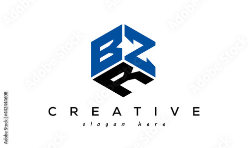 BZR letters creative logo with shield	 photo