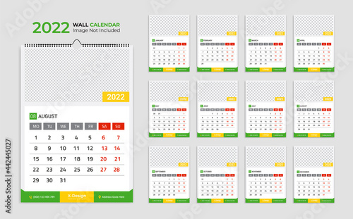 2022 wall calendar template  schedule calendar yearly business planner  timetable  events calendar  desk calendar