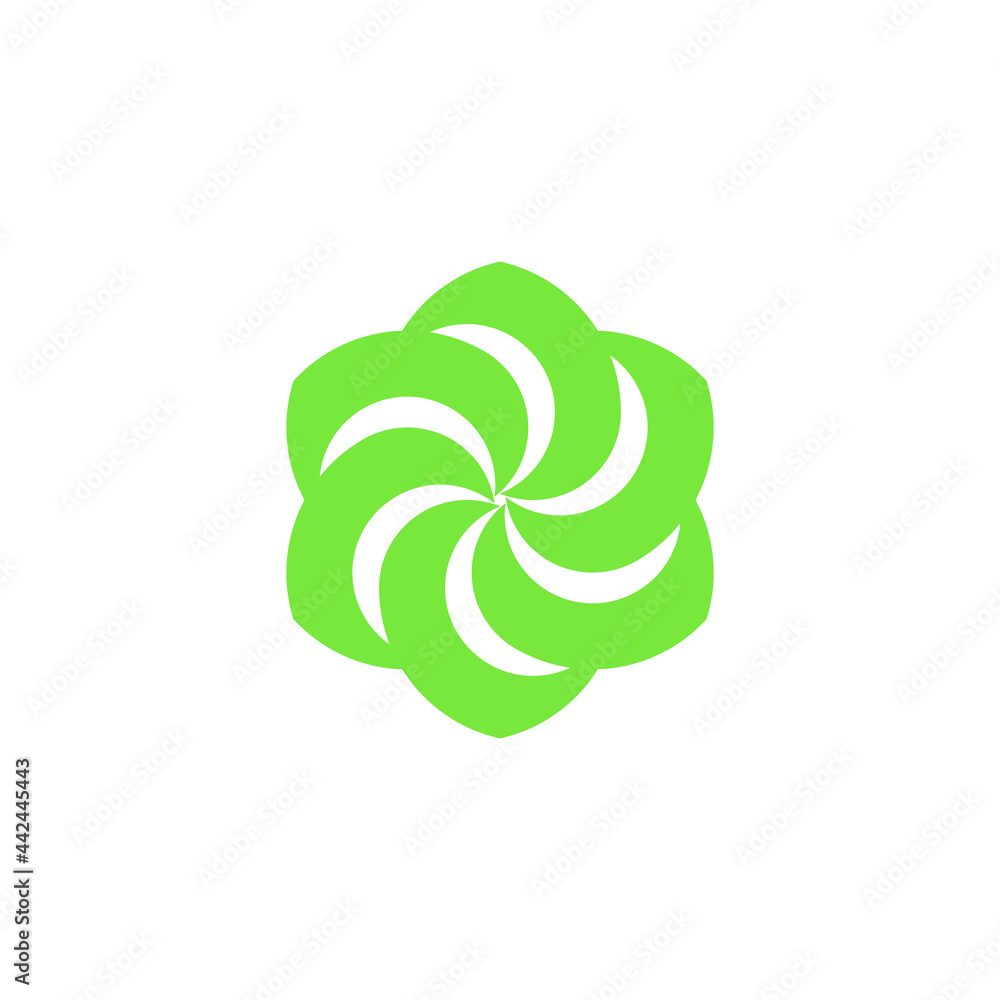 Ungroupable green swirl logo without background.