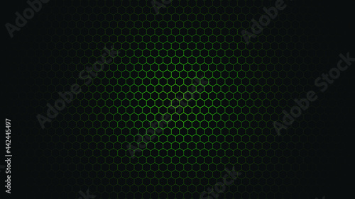futuristic green and black color hexagonal background
