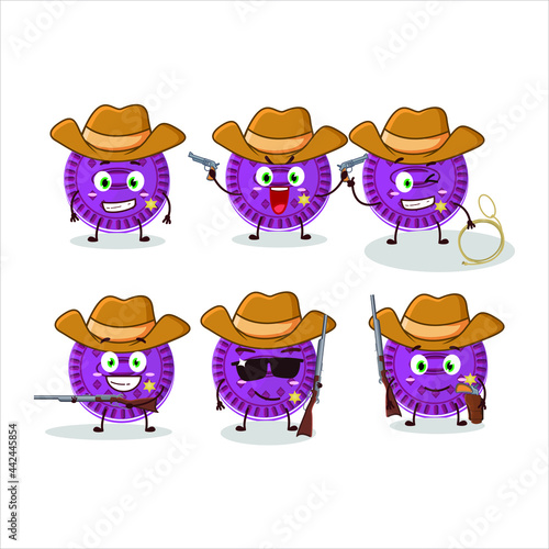 Cool cowboy grapes biscuit cartoon character with a cute hat. Vector illustration