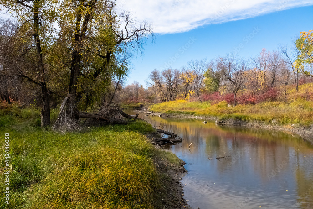 Fall on Seine River in Winnipeg, Manitoba