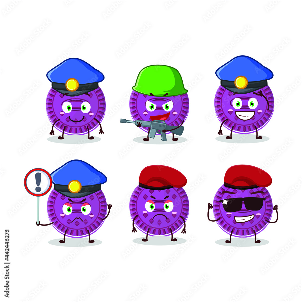 A dedicated Police officer of grapes biscuit mascot design style. Vector illustration