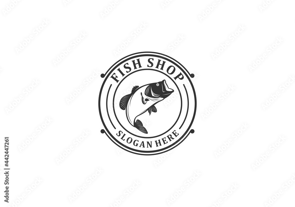 logo for fish shop with fresh fish illustration