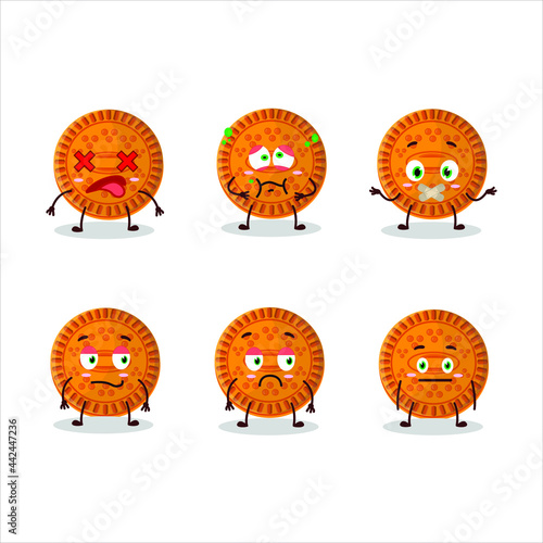 Orange biscuit cartoon character with nope expression. Vector illustration