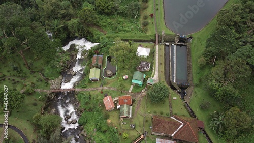 Aerial shots of Kolam Tando PLTA Ketenger, Baturaden, Purwokerto, Central Java, Indonesia.  photo