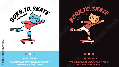 cat playing skateboard in hype style. illustration for t shirt, poster, logo, sticker, or apparel merchandise.