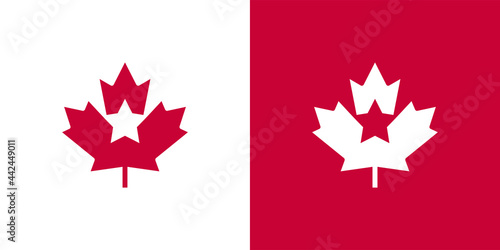 Maple Leaf Logo. Canada leaves Vector Icon. Five Point, Star Symbol Illustration.