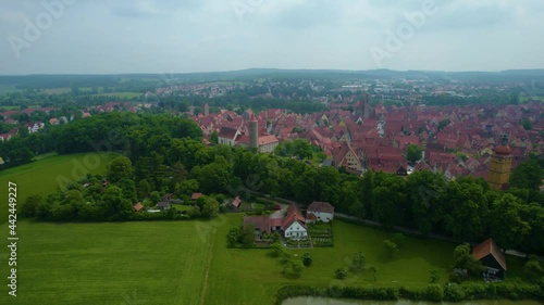 Aerial view of the city Dinkelsbühl in Germany, Bavaria on a sunny day in Spring photo